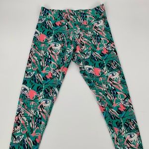 Everlast Large Athletic Leggings Neon Pink Green